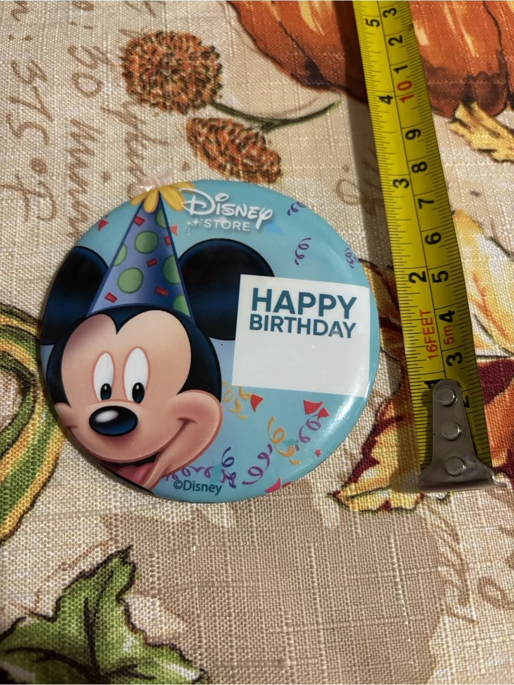 Disney Mickey Mouse Light Blue Birthday Button Badge